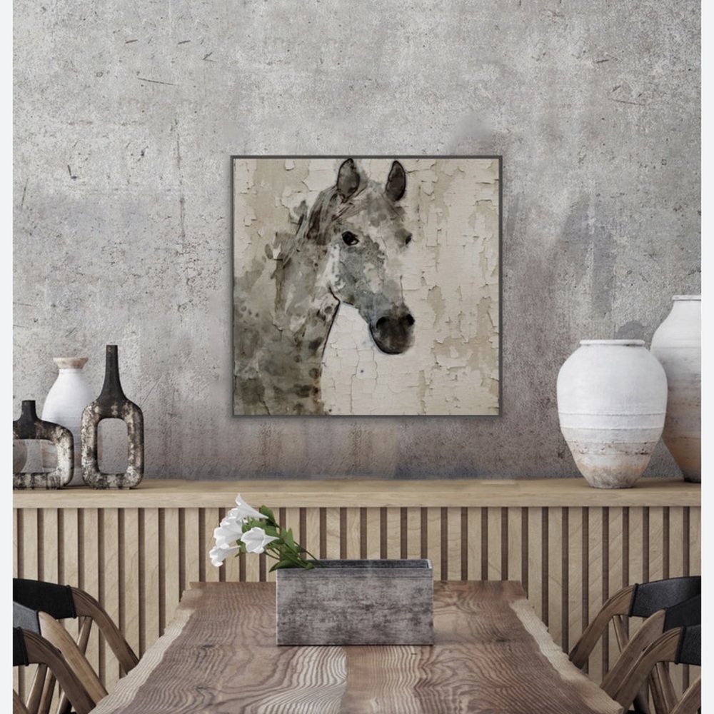 Elegant Galeta Equine Canvas Art in Black Tan and Gray - frame not included